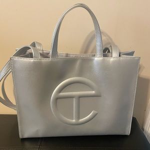 Authentic Excellent Condition Medium Telfar Tote Silver